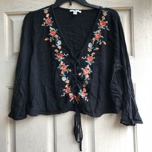Black embroidered top